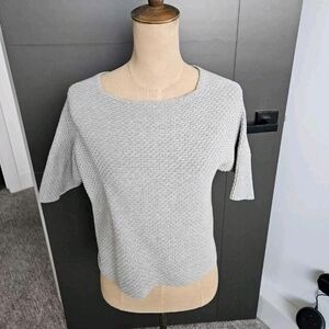 Calvin Klein Light Gray Women's Sweater Shirt Short Mid Sleeve Knit